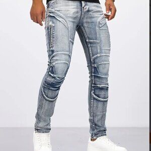 Gorigao Skinny Stretch Denim Men's Casual Biker Jeans, Chic Street Style Pants S